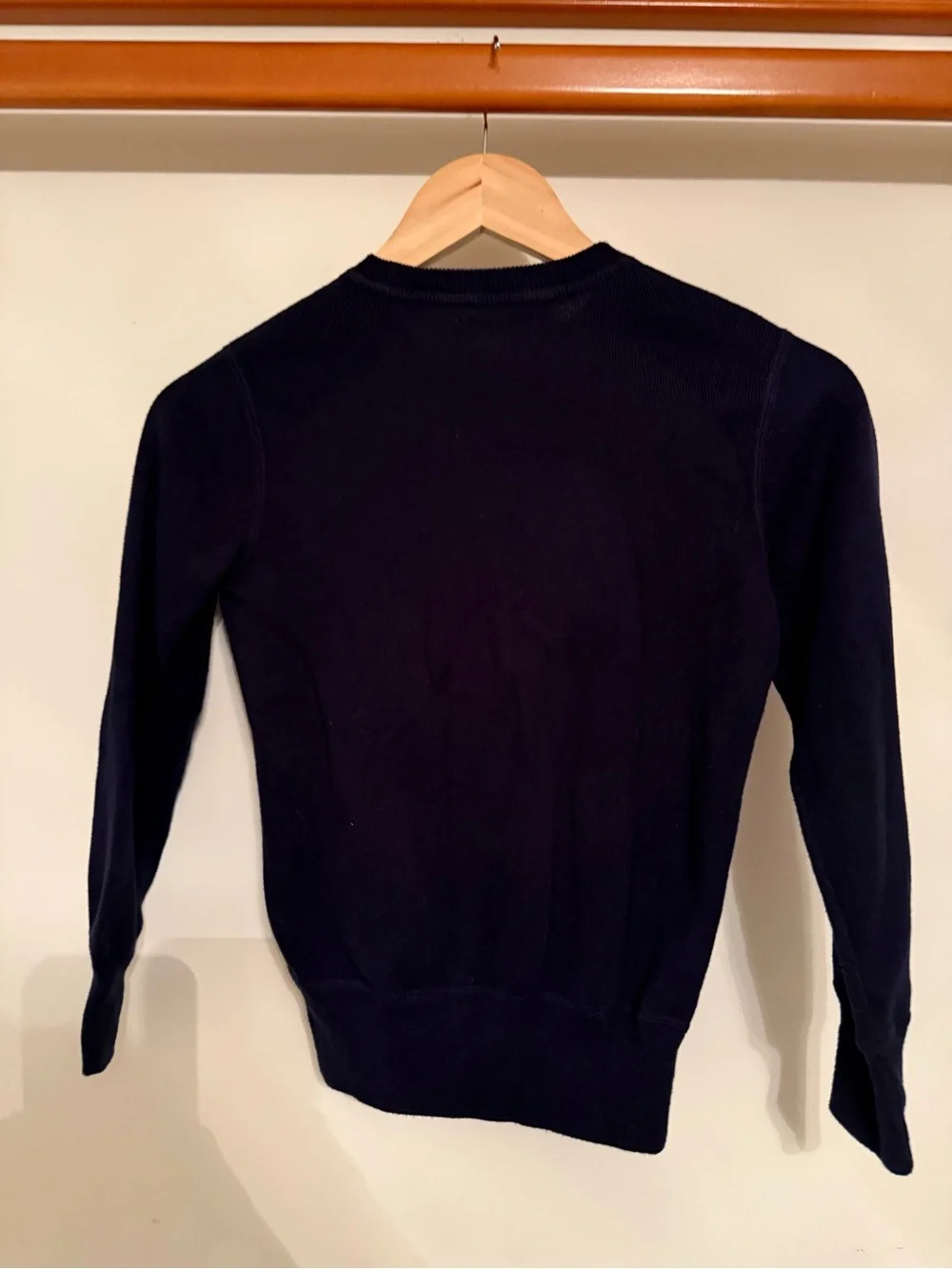 Ralph Lauren Navy Crewneck Sweater with Red Pony Embroidery